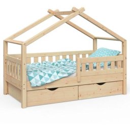 Lit cabane ""Design 80x160cm Nature avec 2 tiroirs Vitalispa