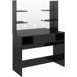 Table de maquillage avec éclairage led 100x40x135 cm mdf Vidaxl Noir brillant