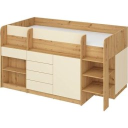 Bim2 - commode de lit mobile avec bureau sourire p 204x 112x112cm côté droit chêne crème