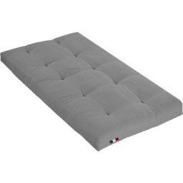 Matelas futon gris clair en coton 90x190 - Gris