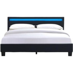 Angel - Solide et Confortable Lit 160x200 avec Sommier + Tête de Lit avec Eclairage led Couleur