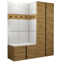 Ensemble entrée Hartford 266, Chêne artisanal, 186x158x46cm, Chêne artisanal, Faux cuir, Stratifié,