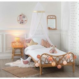 Lit Rotin 90 x 190 pour matelas 80 x 180cm - Atmosphera créateur d'intérieur - Beige