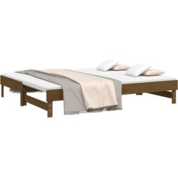 Lit coulissant Marron miel 2x(90x200) cm Bois de pin solide Vidaxl marron miel