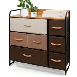 Commode avec 7 tiroirs, armoire à tiroirs, en métal, en MDF et tissu pour chambre à coucher, salon,