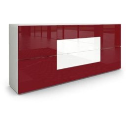 Buffet Commode Dressoir Crédence Rova en Blanc - haute brillance & tons naturels - Bordeaux haute