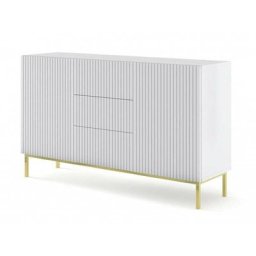 Meuble tv Ravenna b 200 cm 4D fraisé blanc mat + cadre