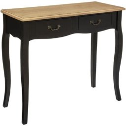 Meuble console 2 tiroirs en bois Chrysa - Noir - l 87 x p 34 x h 77,5 cm - Collection Midnight