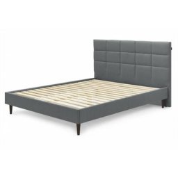 Lit Bobochic xs - Lit 140x190 cm carre avec lattes massives pieds bois wengé 140x190 Anthracite