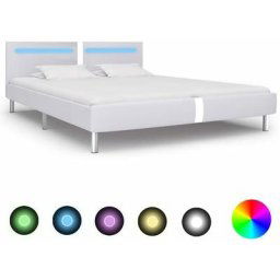 Cadre de lit avec led Blanc Similicuir 180 x 200 cm Vidaxl White