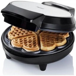 AWM700S - Gaufrier classique en forme de coeur avec revetement antiadhésif, 700 w, Noir - Bestron