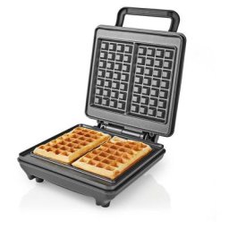 Gaufrier 1200W Aluminium Contrôle automatique de la température - Gris - Nedis