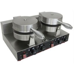 Kukoo - Gaufrier Electrique Professionnel Double Plaque Ronde en Aluminium & Téflon - Anti Stick