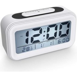 Blanc Réveil Digital Réveil Matin, Horloge Numérique Réveil à Pile Silencieux pour Enfants Adultes