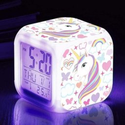 Blue Dream - Réveils pour filles, veilleuse licorne pour enfants avec motif de licorne à 4 côtés et