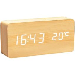 Horloge numérique en bois multifonctionnel led réveil commande vocale adapté à la maison lumière