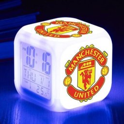 Ligue de football de Premier League réveil numérique(C), lumières colorées réveil Horloge carrée