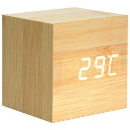 Horloge de chevet thermomètre, réveil en bois - Mini horloge numérique avec affichage de l'heure de