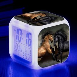 Animal world Chevaux réveil numérique(A), lumières colorées réveil Horloge carrée, Meilleur Cadeau