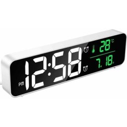 Réveil Numérique, Horloge Murale Réveil Matin led Digital Miroir Grand Ecran avec Température Date,