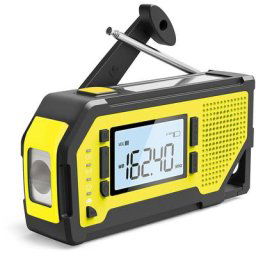Radio à manivelle à énergie solaire Am/FM, radio météo d'urgence à énergie solaire 2000 mA avec