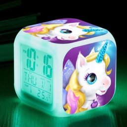 Licorne réveil numérique(B), lumières colorées réveil Horloge carrée, Meilleur Cadeau pour garçons