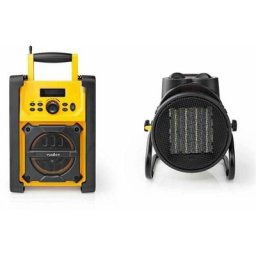 Nedis - Pack Radio fm de Chantier + Radiateur Electrique Soufflant 200W - Jaune