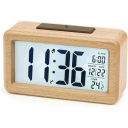 Réveil numérique en bois, au-dessus de l'horloge Réveil led Horloge numérique sans tic avec