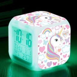 Licorne réveil numérique(C), lumières colorées réveil Horloge carrée, Meilleur Cadeau pour garçons