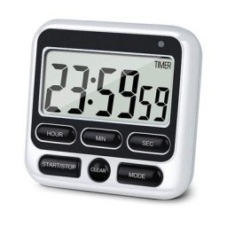 Minuteur de cuisine numérique avec interrupteur marche/arrêt, horloge 24 heures et alarme, fonction
