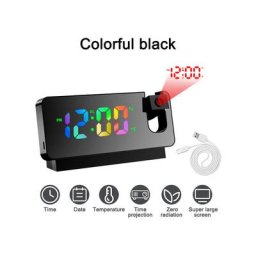 Réveil de Projection numérique LED rotatif à 180 °, réveil, projecteur de plafond électronique USB,