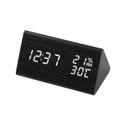 Réveil numérique électronique en bois, horloge triangulaire créative, commande vocale, affichage