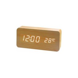 Horloge Numérique en Bois - Réveil led Multifonction avec Affichage Heure/Date/Température et