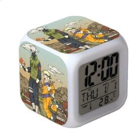 Naruto réveil numérique(A), lumières colorées réveil Horloge carrée, Meilleur Cadeau pour garçons