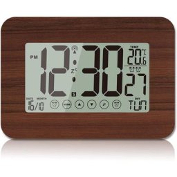 Horloge Ecran Tactile Ultra Plat - Réveil Radiopiloté - Grands Chiffres - Alarme + Température