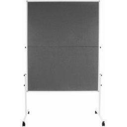 Office Marshal - Tableau de présentation Double face & pliable Avec roulettes Gris 150 x 120 cm