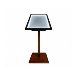 Interface Plv - Porte menu métal sur pied en bois pour 4 feuilles A4 avec option led - Noir