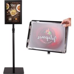 A4 Présentoir Stand Support d'Affiche sur Pied en Acier Inoxydable Hauteur Ajustable 73,5cm-118cm
