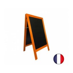 Interface Plv - Chevalet stop trottoir avec cadre bois couleur orange dimensions 127 x 75 cm