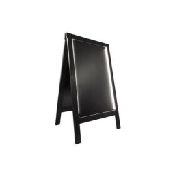 Chevalet stop trottoir bois couleur noir de dimensions 127 x 75 cm avec éclairage led - Noir