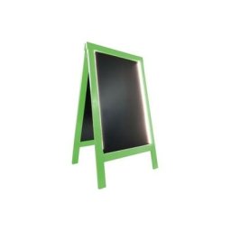 Chevalet stop trottoir bois couleur vert de dimensions 127 x 75 cm avec éclairage led - Vert