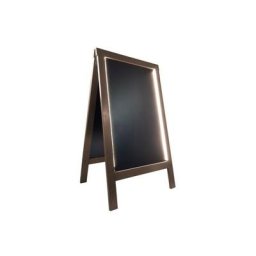 Chevalet stop trottoir bois couleur chocolat de dimensions 127 x 75 cm avec éclairage LED - Chocolat