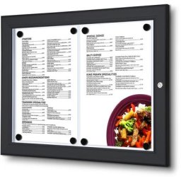 Porte-menu mural 2 x A4 noir led - Noir