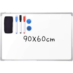 Tableau Blanc Magnetique, Cadre en Aluminium, avec 3 Stylos Effacables Couleur Noir-Rouge-Bleu,