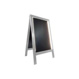 Chevalet stop trottoir bois couleur gris de dimensions 127 x 75 cm avec éclairage led - Gris