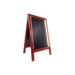 Chevalet stop trottoir bois couleur rouge vin de dimensions 127 x 75 cm avec éclairage LED - Rouge