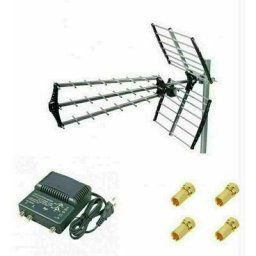 Kit Antenne tnt Trinappe Gain 18dB + Amplificateur tnt 2 Sorties + 4 Fiches f