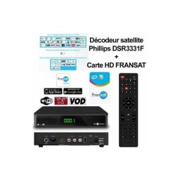 Récepteur Décodeur tv satellite DSR3331F Connect tnt hd DVB-S2 stb, vod, wifi intégré - Noir +