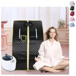 Sauna à Vapeur Sauna Pliable Cabine Portable Home Spa Tente 753525cm Sauna avec Chaise 1000W Noir