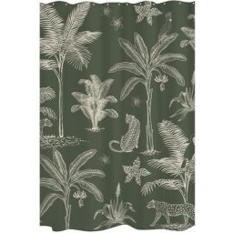 Gelco Design - rideau de douche angkor tissu 180x200 kaki - kaki / écru